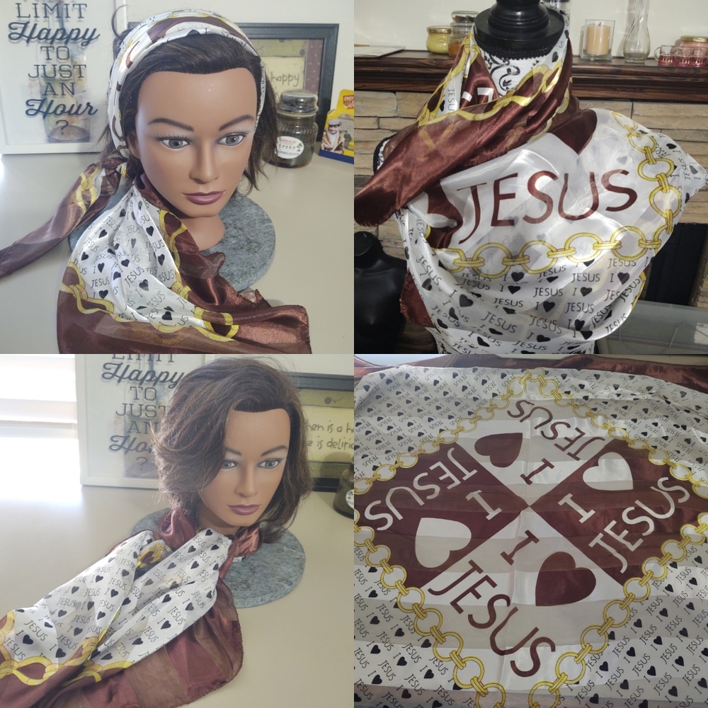 I ❤️ Jesus Satin and Chiffon Scarf